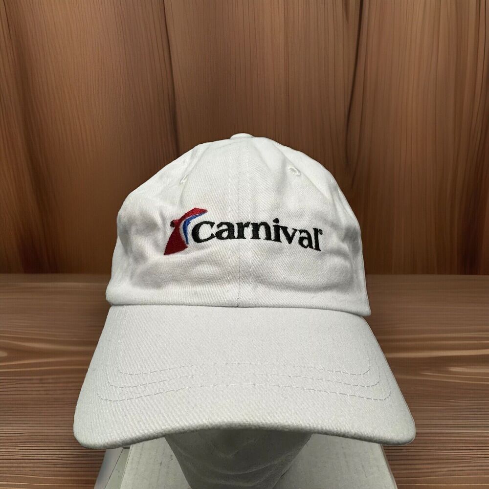 Carnival Cruise Line White Baseball Hat Cap Adjustable Strapback Logo Unisex
